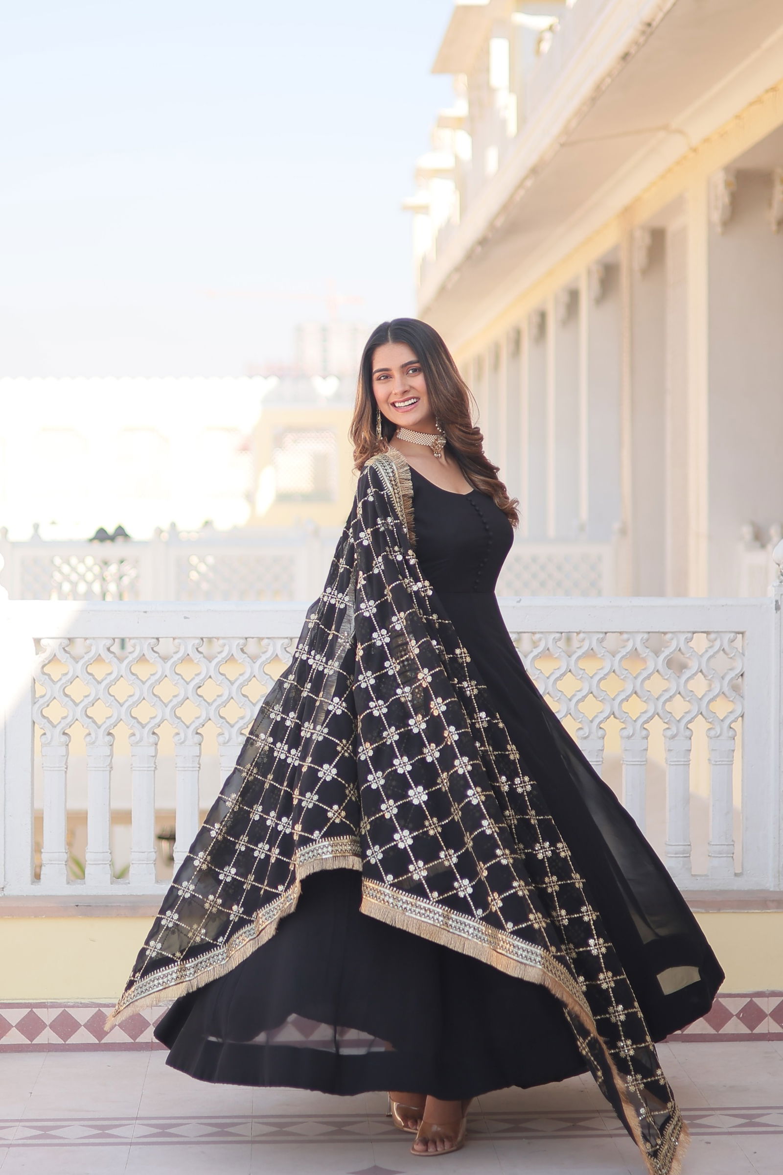 KA 1070 Designer faux Blooming Gown With Dupatta Wholesale Market In Surat 